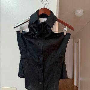Zara Black Button Down Sleeveless Shirt